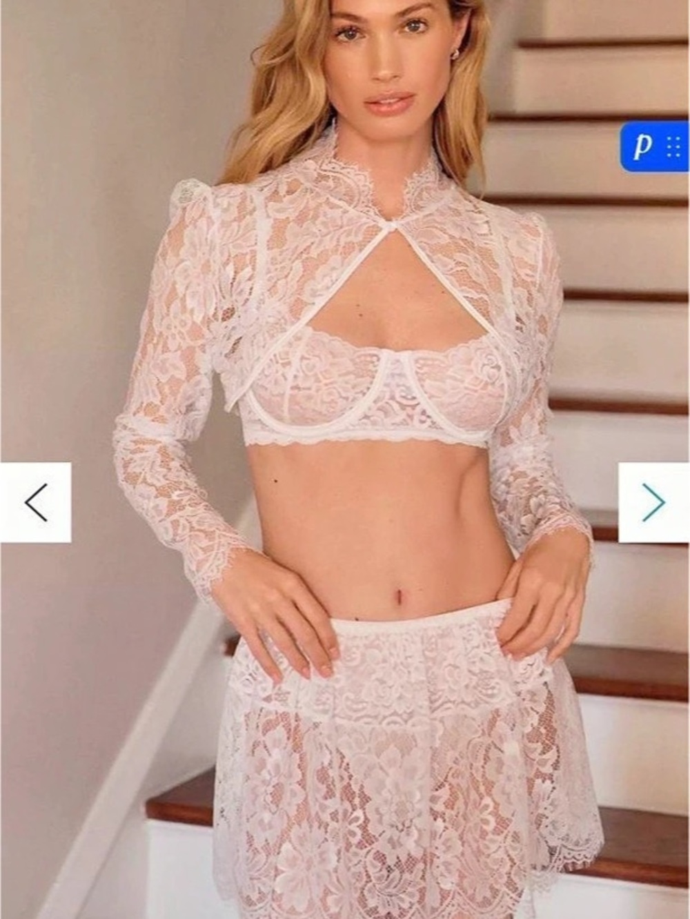 Anthropologie Cropped Lace Shrug White Long Sleeve
